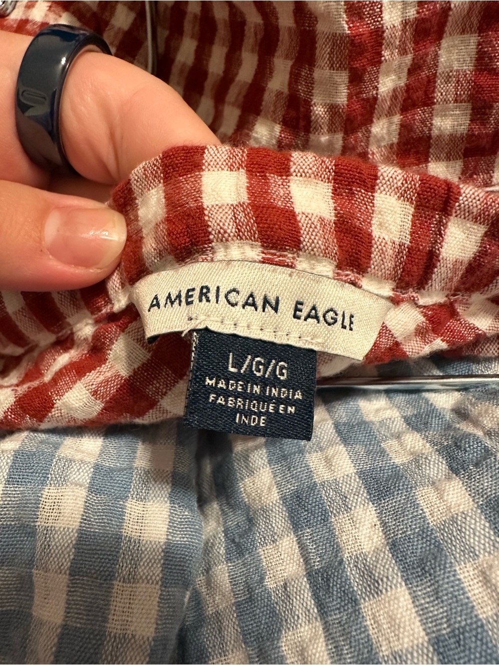 2 for $25 AE Blue and Red Gingham Midi Skirts - Picture 8 of 9